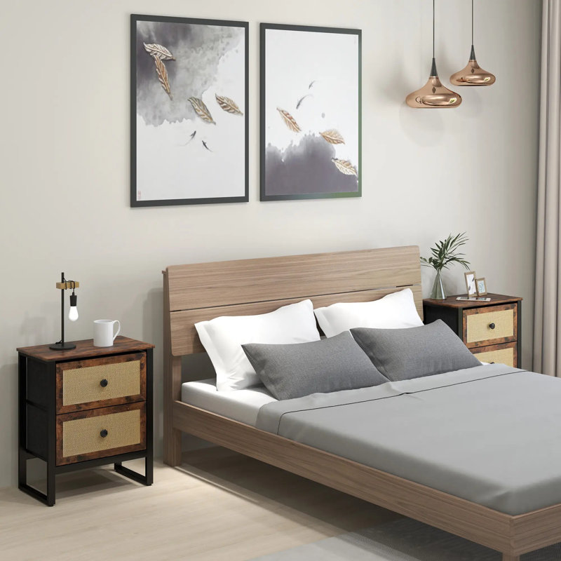 50cm W Steel Bedside Table