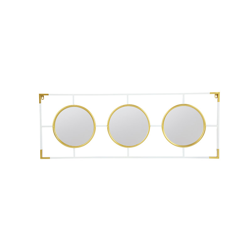 Décoration murale avec miroirs blanc doré -, simple, miroir 0,8 x 43,3 x 15,7 pouces et cadre en métal, 43,3 x 0,8 x 15,7 pouces, 7,3 lb