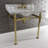 Kingston Brass Monarch 36-Inch Carrara Marble Console Sink with Stainless Steel Legs (8-Inch, 3-Hole)-51154833