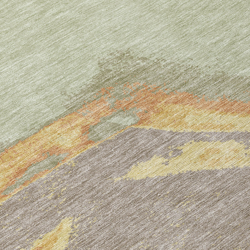 Tapis abstrait lavable à la machine intérieur / extérieur ACN2571, Céleri, 1 pi 8 po x 2 pi 6 po
