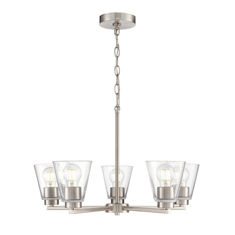 Lustre 5 lumières 24 po Strayhan - Nickel brossé, Nickel brossé