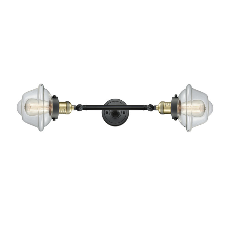 Gebhart 2 - Light Dimmable Vanity Light, 60 Watt Vintage Incandescent Bulb, Clear, Black Antique Brass