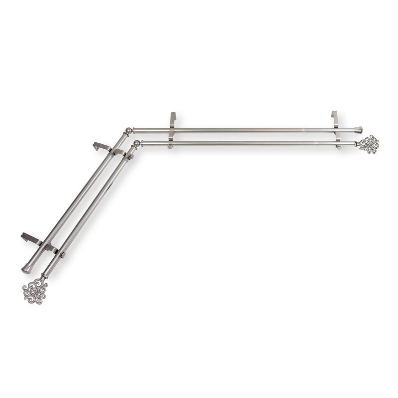 Tringle à rideaux double Reinaldo, L 120 po x l 70 po, Laiton antique
