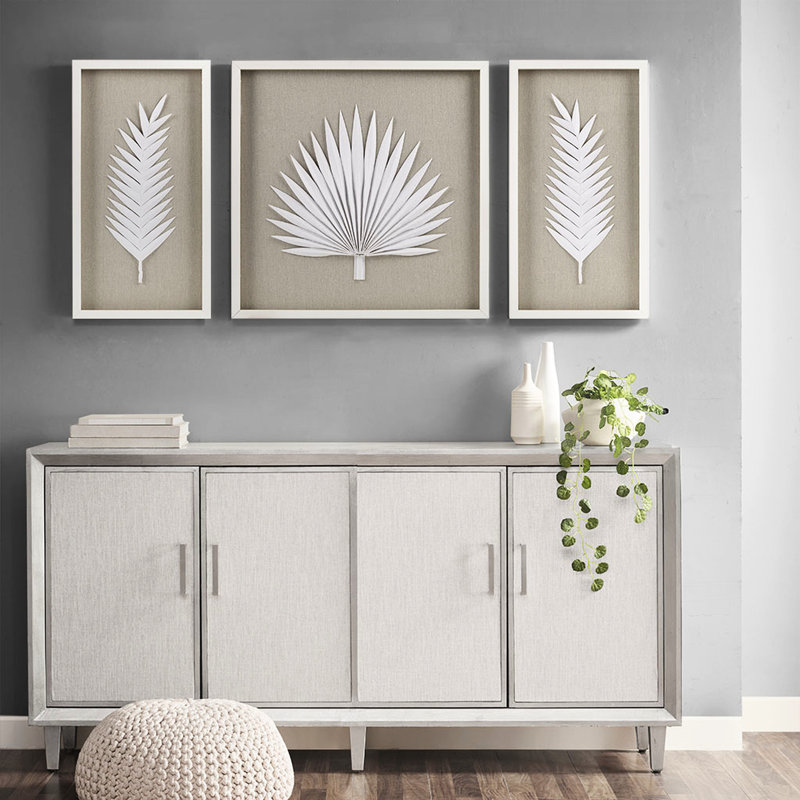 3 feuilles de papier de riz, œuvre d'art murale - décoration intérieure encadrée