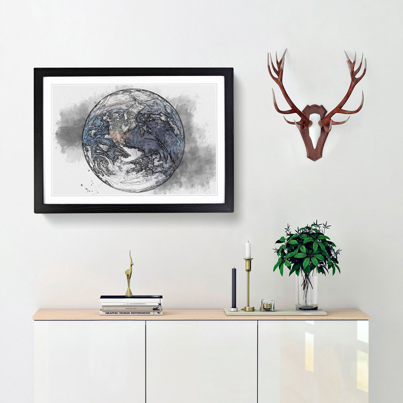 Amazing Image of Earth in Abstract - Picture Frame Graphic Art Print, 27cm H x 36cm W x 2cm D, Black Framed