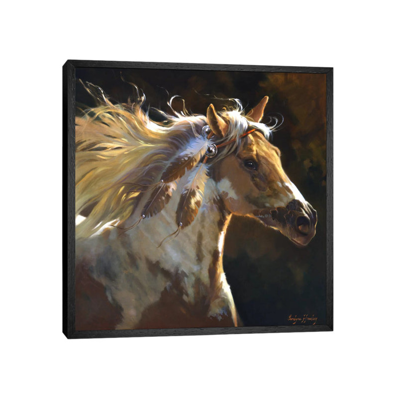 Spirit Horse by Carolyne Hawley - Wrapped Canvas Print, 45.72 cm H x 45.72 cm W, Black Floater Framed
