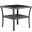 Table basse d'extérieur en verre trempé, 2 rangements, gris, table basse d'extérieur