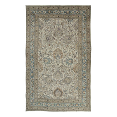 Oversized Distressed Afghani Mashad Rug In Brown With Medallion - Rug & Kilim