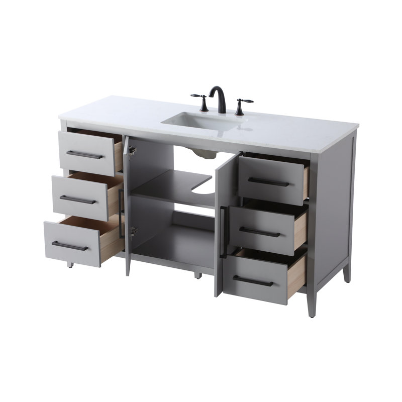 Meuble-lavabo simple 60 po, Gris
