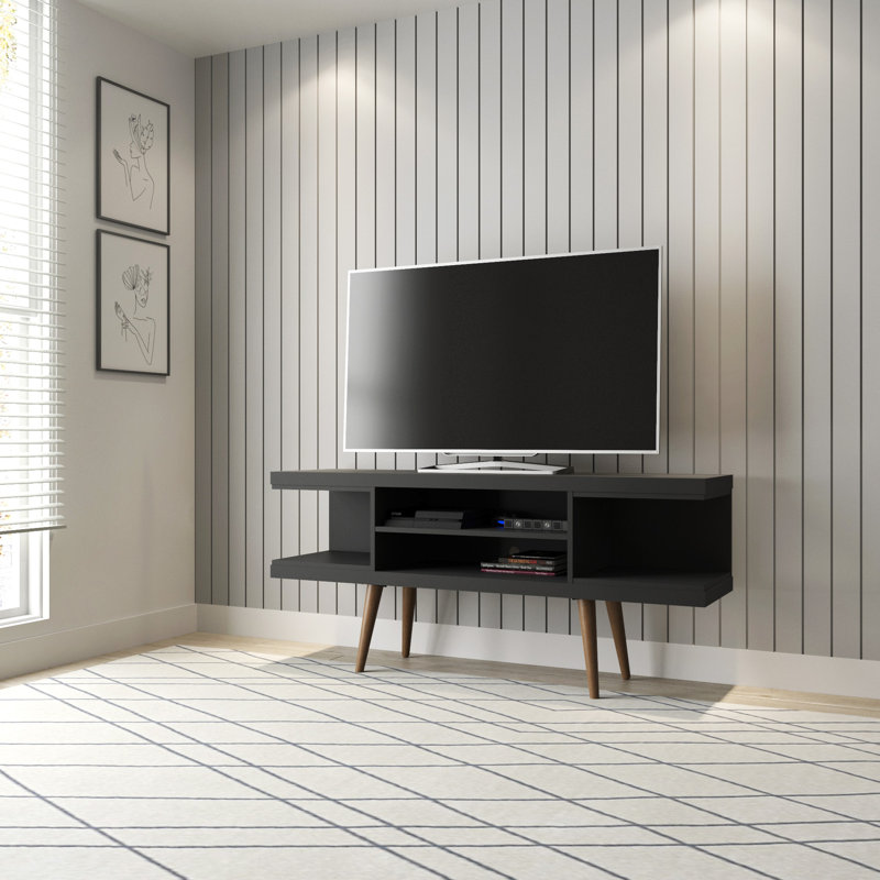 Utopia 53" Contemporary Modern 4-Shelf TV Stand for TVs up to 50" in Black, Black