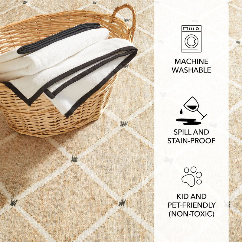 Kali Natural Machine Washable Rug, Rectangle 3' x 5'