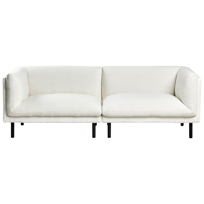 Sofa Suhayma Fabric, 76cm H x 221cm W x 84cm D, Off-White Boucle, 3