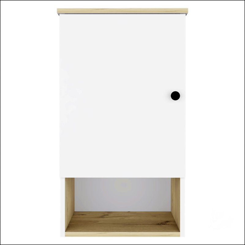 Armoire à pharmacie à 1 tablette en chêne clair et blanc