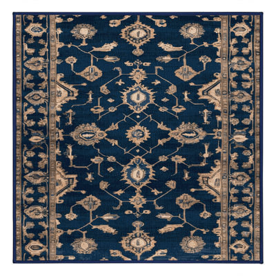 Machine Washable Overdyed Blue Area Rug