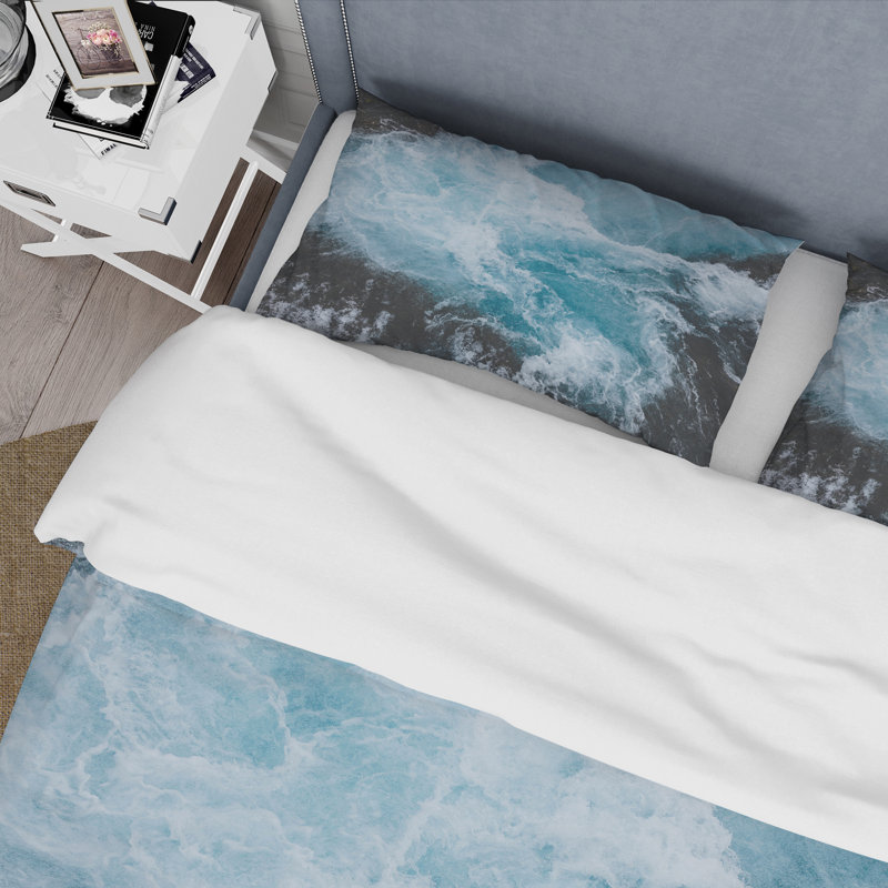 Waterfall Waves In Islande - Ensemble de housse de couette Cabin & Lodge - Microfibre de polyester