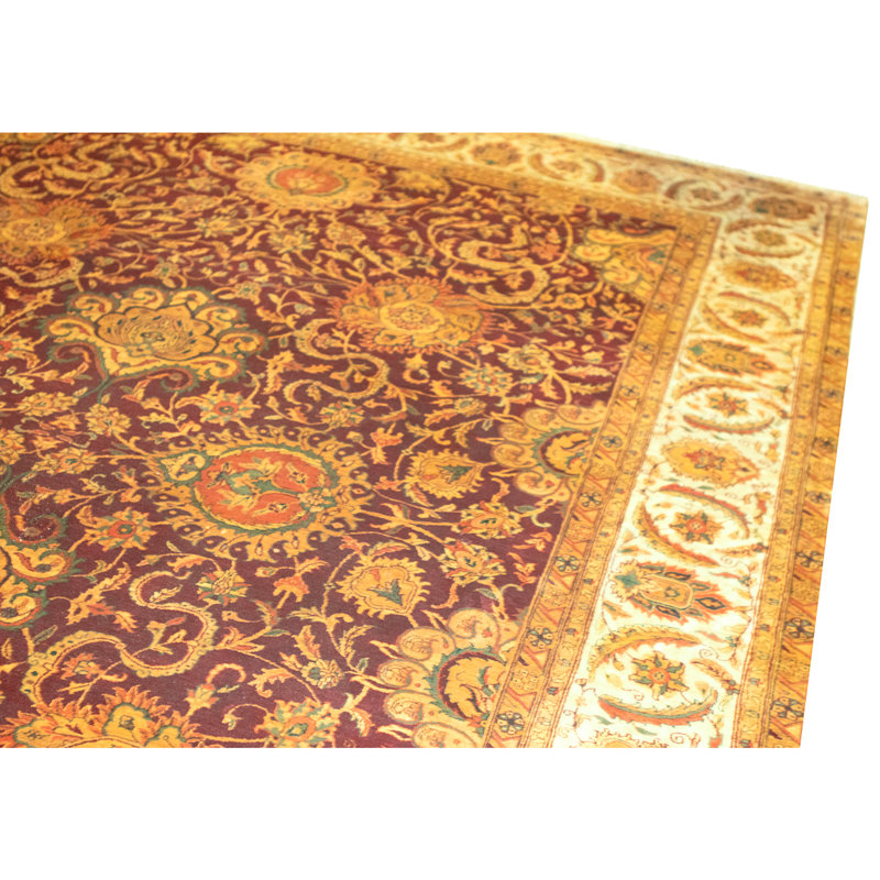 Tapis rouge et crème noué à la main de haute qualité