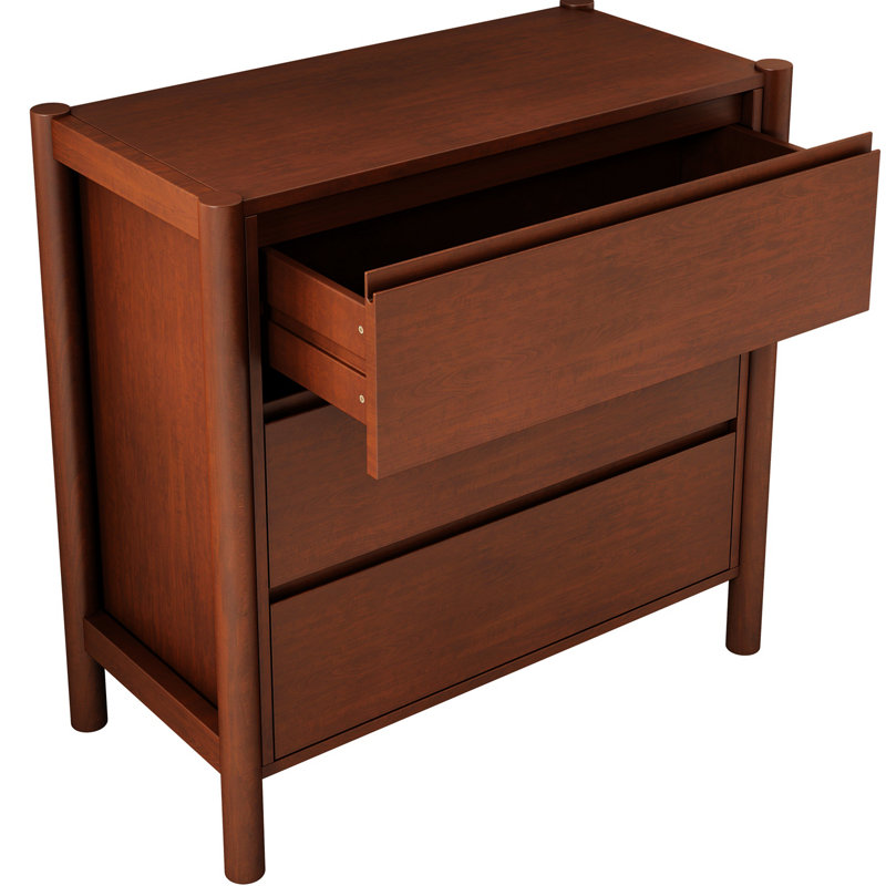 Commode de rangement en bois massif à 3 tiroirs l 31,51 po Llubia, Noyer