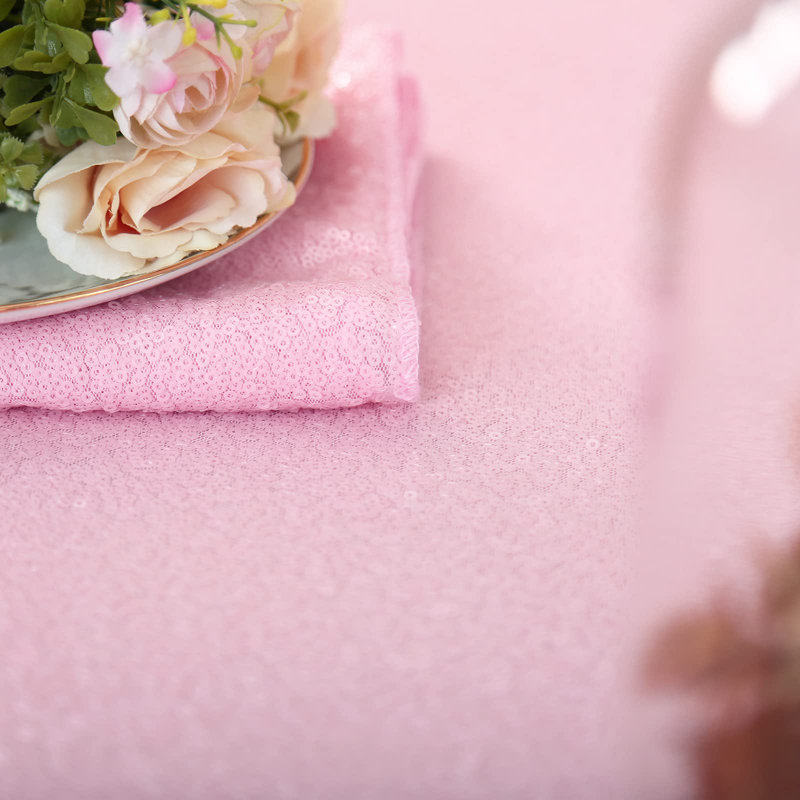 90X132 Inch Tablecloth Pink Sequin Tablecloth