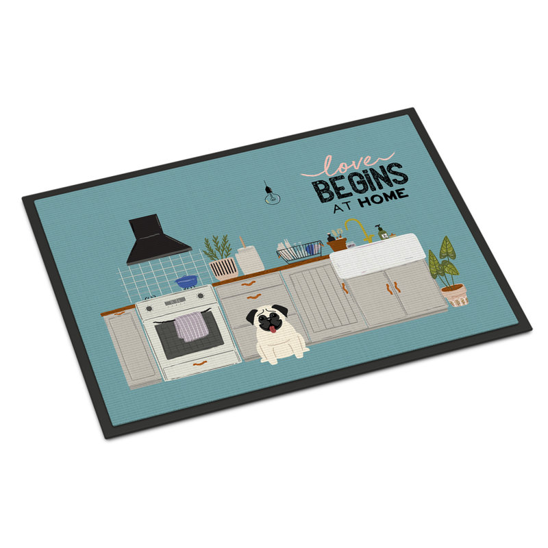 Tapis d'entrée antidérapant Guerriero, Carlin crème, L 18 po x L 27 po