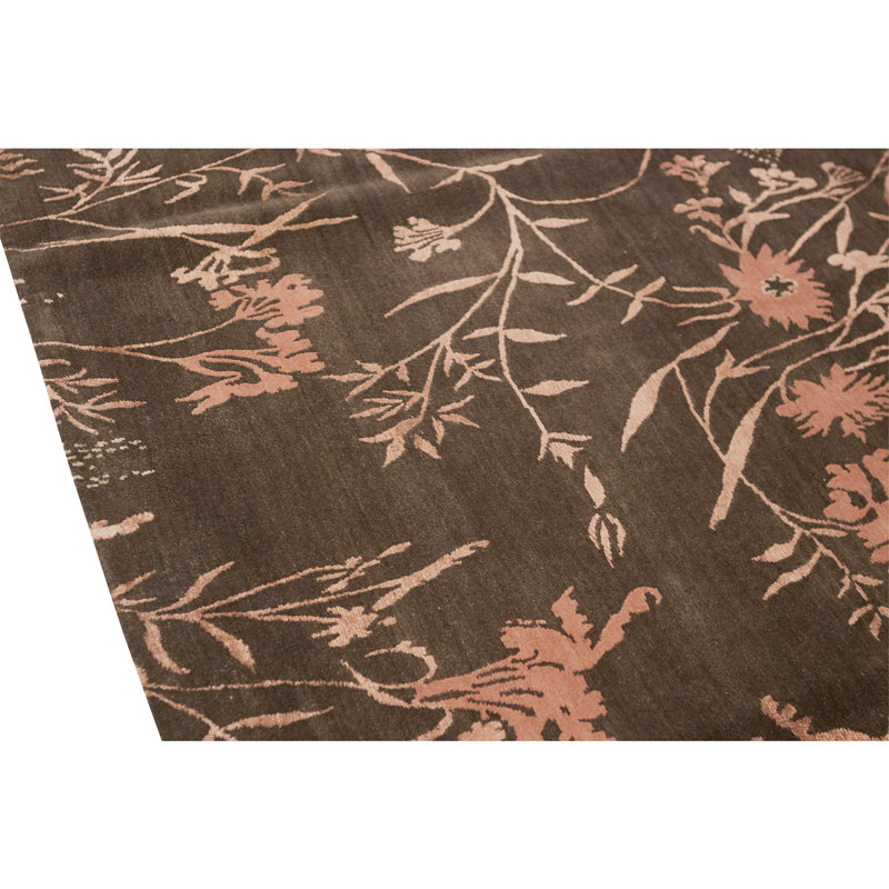 High-Quality Hand-Knotted Brown And Rose Area Rug