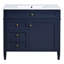 Meuble-lavabo moderne de 36 po avec pharmacie et miroir, bleu rectangulaire, tiroirs à fermeture douce, rangement pour miroir de lavabo de construction, forme rectangulaire, portes, idéal pour le rangement-567614422