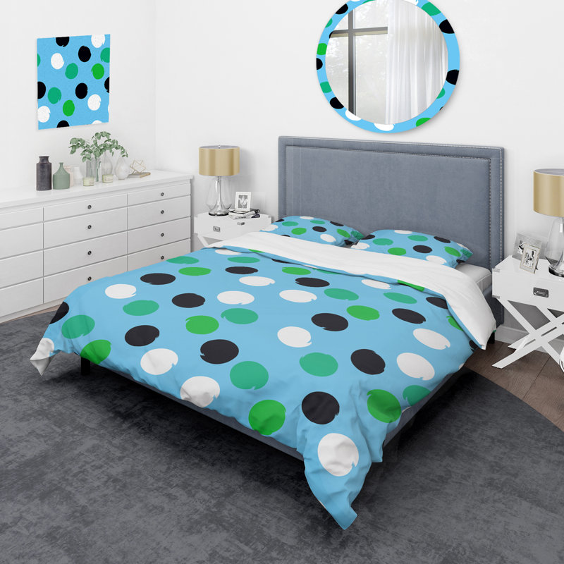 Ensemble de housse de couette en microfibre bleu ciel / vert 3 pièces