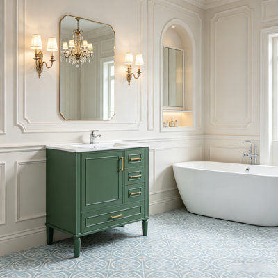 Ensemble de meuble-lavabo sur pied traditionnel 30 po avec porte à fermeture douce et tiroirs