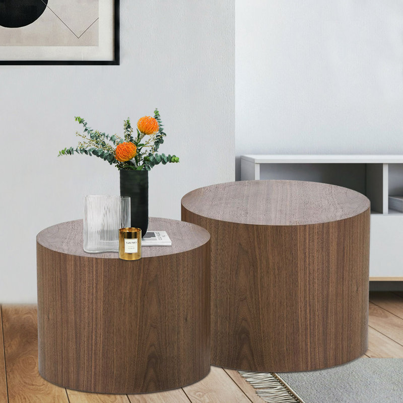Panneau de fibres à densité moyenne avec placage Table de bout / Table basse / Table de bout / Repose-pieds, Noyer