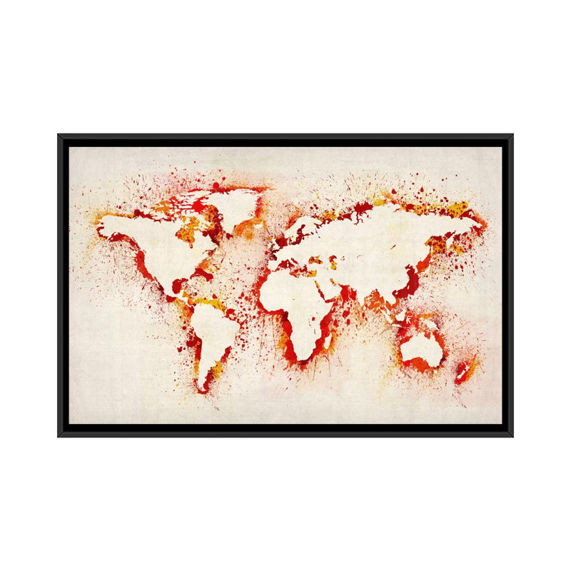 «Map of The World Paint Splash II» par Michael Tompsett, reproduction d'art sur toile, H 32 po x l 48 po x P 1,5 po