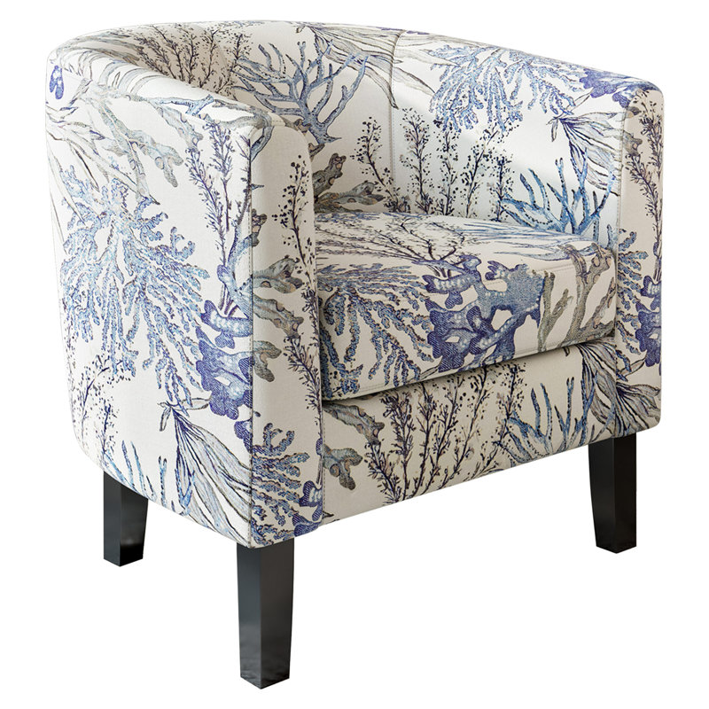 Fauteuil demi-tonneau de 26,77 po Munson, Bleu / polyester corail