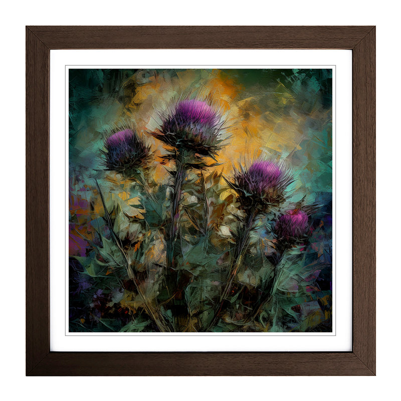 Thistle Post-Impressionism - Framed Print, Walnut