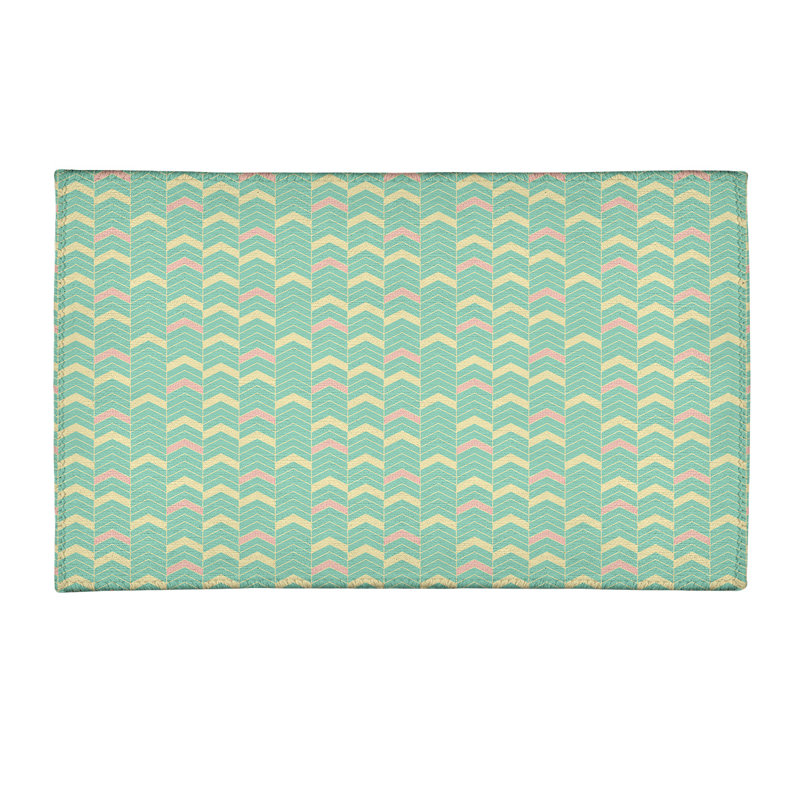 Tapis à chevrons vert marin/rose/ivoire, Rectangle 2 pi x 3 pi