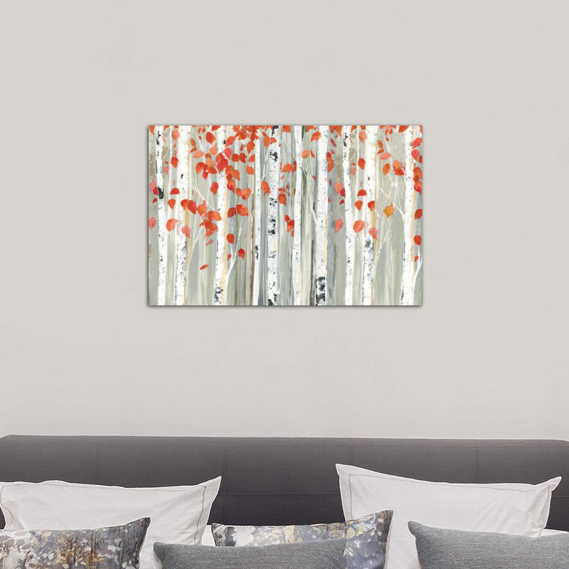 «Red Leaves» par Allison Pearce - reproduction d'art, H 18 po x l 26 po x P 1,5 po, Toile tendue