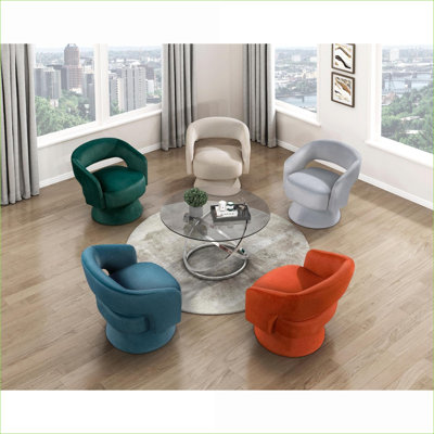 Fauteuil d'appoint pivotant moderne pour adultes, structure en bois massif de revêtement en velours bleu sarcelle foncé, sièges d'appoint élégants pour le salon de la chambre à coucher