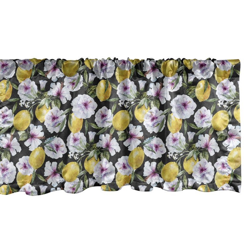 Floral and Lemon Pattern Light Filtering Satin Valance Set