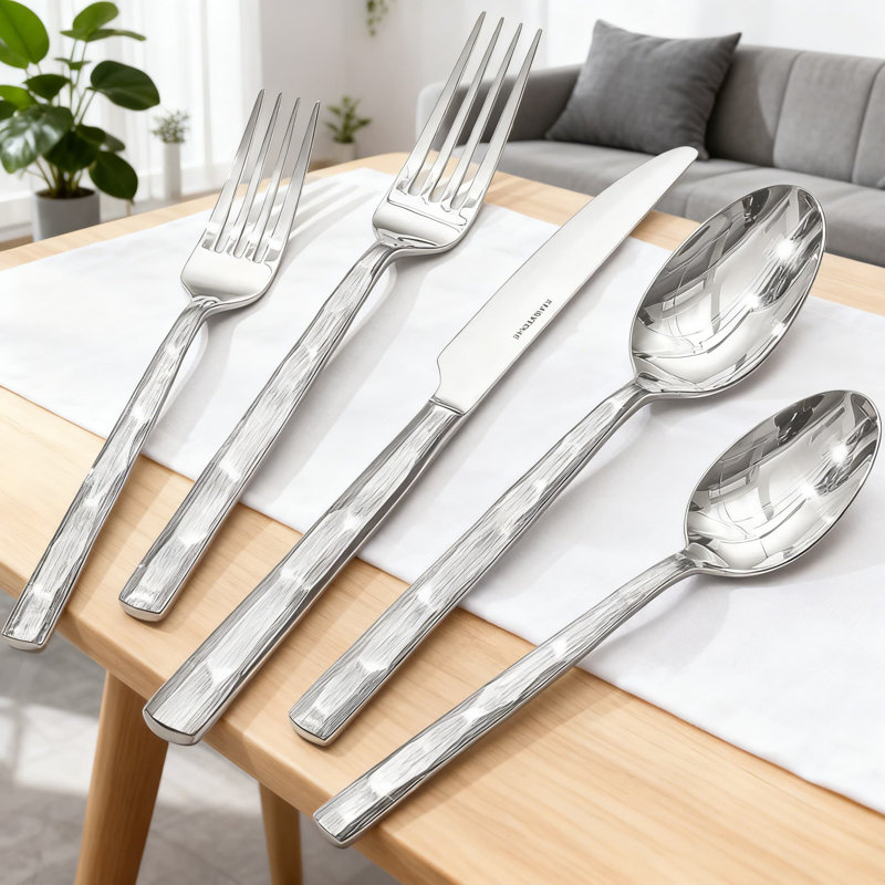 20-Piece Stainless Steel Flatware Set, 18/10 Rust-Resistant Silverware With Brushed Finish, Dishwasher Safe Cutlery Set For Kitchen, Home, Party, And Wedding Gift