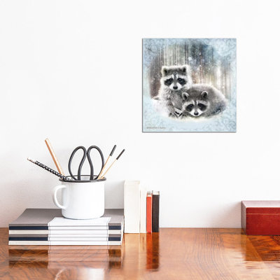 Enchanted Winter Raccoons 1 Piece Wrapped Canvas Wall Art