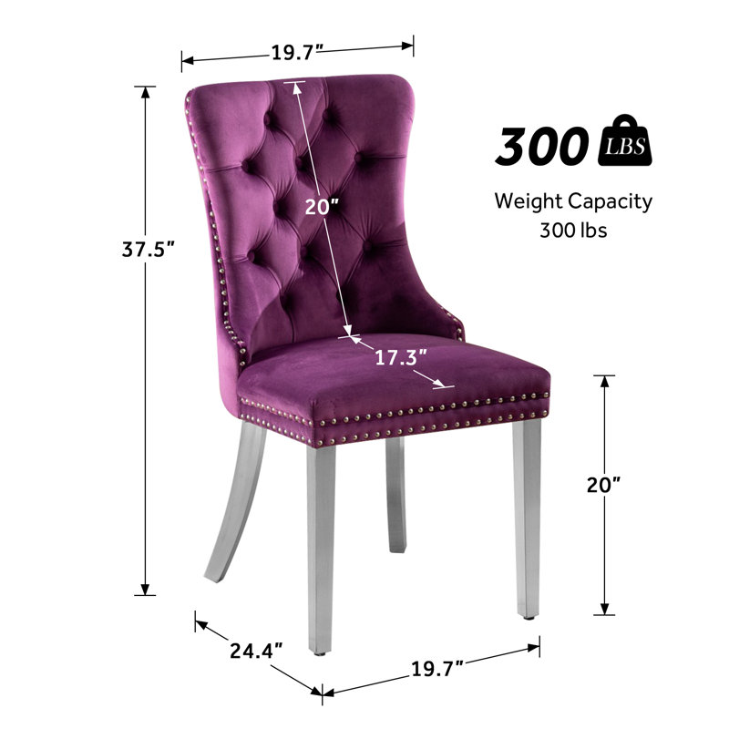 Chaise de salle à manger Klingbeill, Mauve, Argent argent, 4
