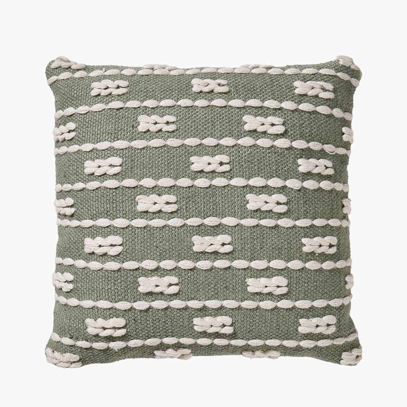 Indoor / Outdoor Striped Square Throw Cushion, Green