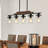 5-Light Kitchen Pendant Light, Two-Tier Wood Chandelier