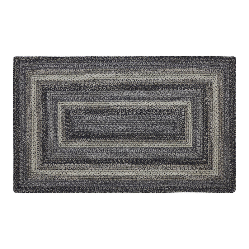  Tapis rectangulaire tressé à la main géométrique en noir / blanc, Rectangle 3 pi x 5 pi