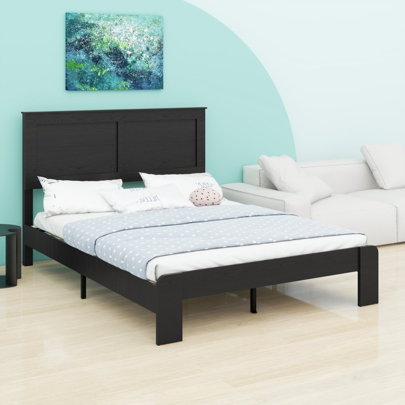 Lit plateforme en bois silencieux et robuste avec rangement spacieux sous le lit, Grand