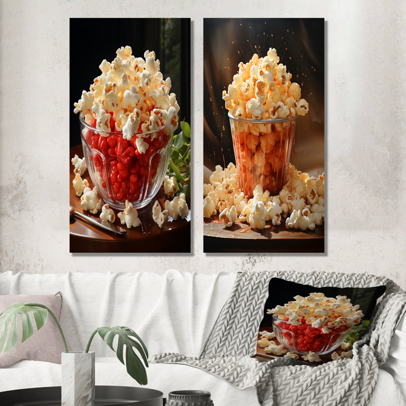 Popcorn Photo Aromatique Pops - ensemble de 2 décorations murales Popcorn, H 40 po x l 41 po, Toile tendue