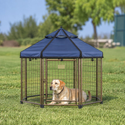 Enclos modulaire pour chiens de 1,2 m avec auvent – ​​Abri intérieur, extérieur et portable pour animaux de compagnie
