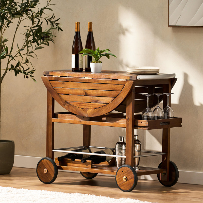 BAR CART, DROP LEAF DESIGN AND WHEELS