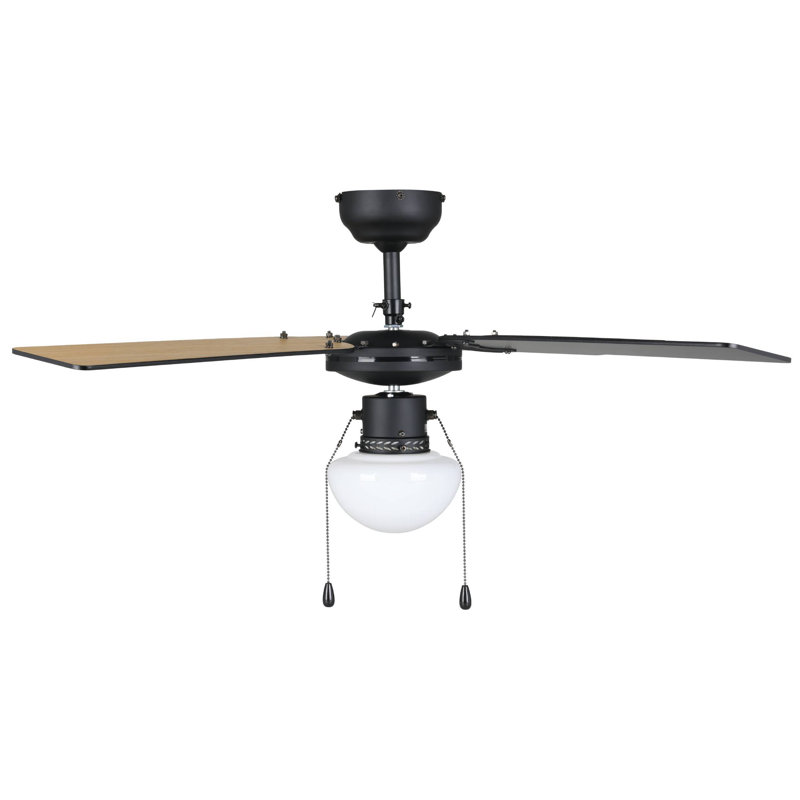 Sibelle Ceiling Fan with Light Kit, Black