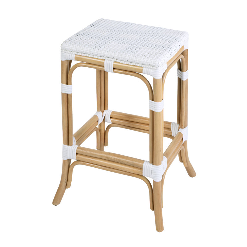 Laguna 24.5 in. Seat Height Rattan Counter Stool, 24.5, White