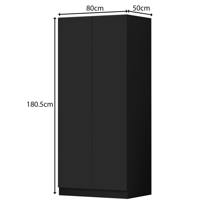 Warren 2 Door Double Wardrobe - Soft Close Hinged Doors. Modern No-Handle Push-to-Open Design