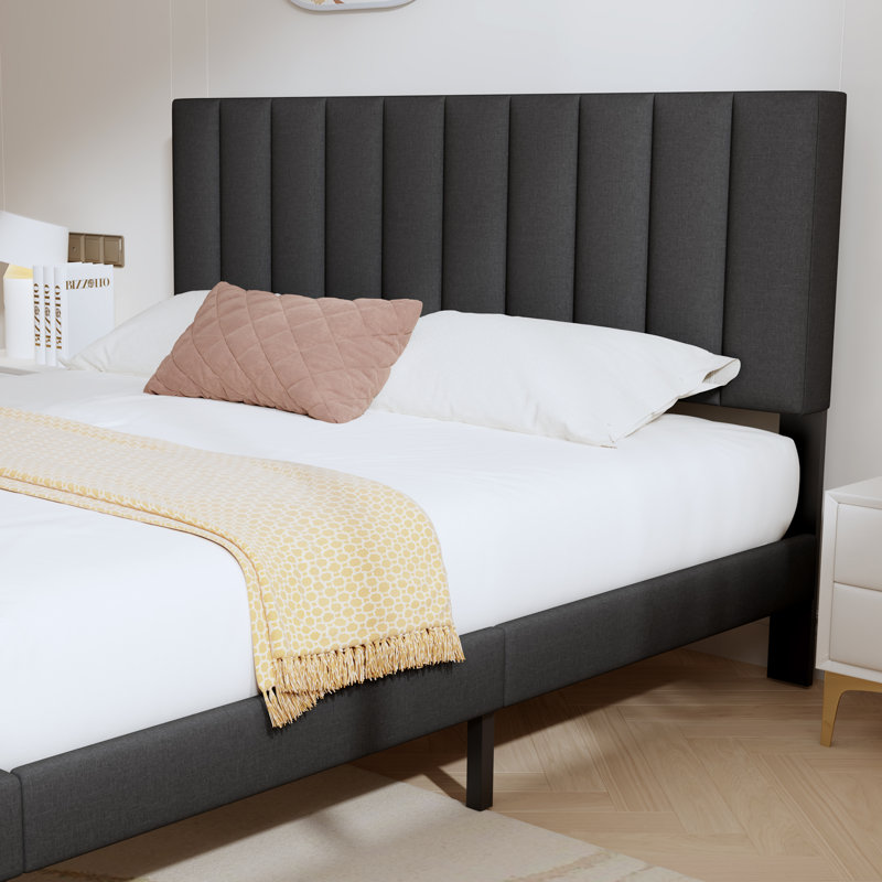 Modern Simple Colorful Upholstered Platform Bed Frame, Mattress Foundation With Wooden Slats, No Box Spring Required Frame For Solid Support