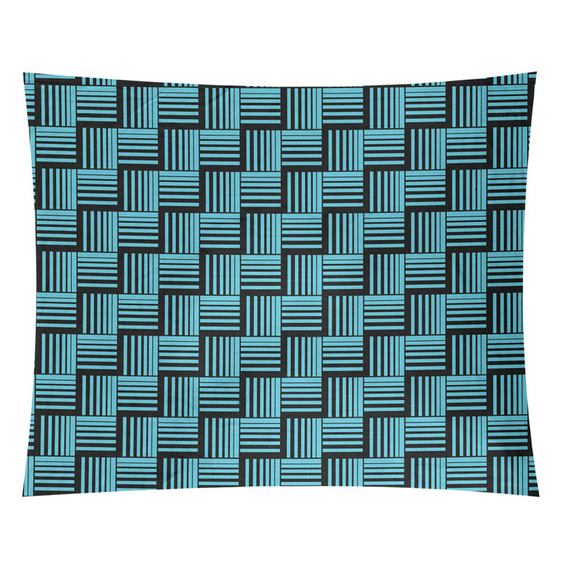 Tapisserie, H 27,5 po x l 37,5 po, Noir / bleu sarcelle